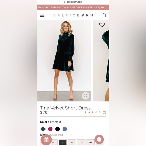 Baltic Born Emerald Velvet Dress - Large NWT - Picture 2 of 14